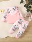 Preview: Baby Mädchen 2-teiliges Set mit Elefantenmuster, Langarm-Kapuzenoberteil + Hose