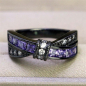 Preview: Damenring Edelstahl mit lila Strass Steinen - schwarz