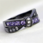 Preview: Damenring Edelstahl mit lila Strass Steinen - schwarz