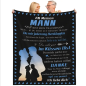 Preview: Schwarze Kuscheldecke, Flanelldecke, Bedruckte Decke für den Ehemann, mit Spruch „An meinen Ehemann... du bist mein Traummann"