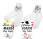 Preview: Socken weiß, div. Größen mit Motiv: Beste Mama, Bester Papa der Welt
