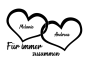 Preview: Wandtattoo "Für immer zusammen - verbundene Herzen mit Wunschnamen"