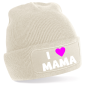 Preview: One Size KINDER Beanie, Mütze mit Spruch: I love Mama, I Herz Mama, Ich liebe Mama