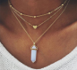 Preview: Goldfarbige dreifache Halskette mit Herz und Stein