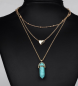Preview: Goldfarbige dreifache Halskette mit Herz und Stein