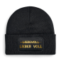 Preview: One Size Beanie, Mütze mit Spruch:  LIEBEVOLL Lieber VOLL - goldene Schrift