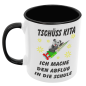 Preview: Schwarzweiße oder weiße Tasse "Tschüss Kita. Ich mache den Abflug in die Schule."