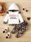 Preview: Baby Mädchen 2-teiliges beigeweiß Hoodie-Hosen-Set mit Leopardenmuster
