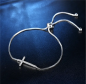 Preview: Damen Armband, Kettenarmband mit Kreuz und Strasssteinen, verstellbar