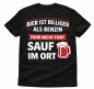 Preview: Funshirt weiß oder schwarz - „Bier ist billiger als Benzin – fahr nicht fort, sauf im Ort.“