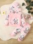 Preview: Baby Mädchen 2-teiliges Set mit Elefantenmuster, Langarm-Kapuzenoberteil + Hose