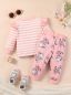 Preview: Baby Mädchen 2-teiliges Set mit süßem Elefantenmuster, Langarm-Pullover + Hose