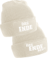 Preview: 2er Set One Size Beanie, Mützen bedruckt mit Spruch: das Ende und das Ende naht