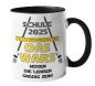 Preview: Schwarzweiße oder weiße Tasse "Schulkind 2025. Kindergarten das wars. Mögen die Lehrer mit dir gnädig sein."