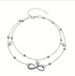 Preview: Doppelkettchen Knöchelkette mit Infinity-Symbol & Perlen – Silberfarbenes Boho- Fußkettchen für Damen