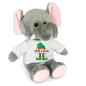 Preview: Stofftier, Kuscheltier mit Weihnachtsmuster: Hase, Bär, Giraffe, Elefant, Schaf mit Wunschnamen und Mini Tshirt - Motiv nach Wahl - Nikolaus, Wichtel, Keks, Rentier