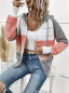 Preview: Damen Langarmpullover Strickpullover mit 3 Farbenmuster, mit Kapuze und Reißverschluss vorne