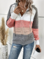 Preview: Damen Langarmpullover Strickpullover mit 3 Farbenmuster, mit Kapuze und Reißverschluss vorne