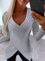 Preview: Damen Strickpullover Langarmpullover, Geripptes Pullover, Wickelpullover