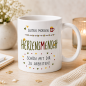 Preview: Herzensmensch Tasse – Guten Morgen, Schön mit dir zu arbeiten | Geschenk für Kollegin | Kaffeebecher mit Spruch | Weiß-Schwarz
