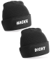 Preview: 2er Set One Size Beanie, Mützen mit Spruch: Hacke Dicht