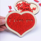 Preview: Holz Puzzle in Herzform, rot, mit Schriftzug "I love you"