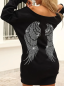 Preview: Lässiger schulterfreier Langarm-Longpullover, Minikleid mit Flügelmuster
