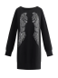 Preview: Lässiger schulterfreier Langarm-Longpullover, Minikleid mit Flügelmuster