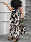 Preview: Damenkleid, Freizeitkleid 2 Farbig schwarz ecru mit Blattmuster, Kurzarmkleid