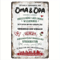 Preview: Retro-Metallschild Vintage Blechschild "Offizielle Oma und Opa Hausregeln"