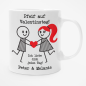 Preview: Kissen oder Tasse "Pfeif auf Valentinstag mit Wunschnamen - Motiv: Strichmännchen