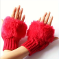 Preview: Strickhandschuhe, Fingerlose Handschuhe mit Plüsch