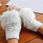 Preview: Strickhandschuhe, Fingerlose Handschuhe mit Plüsch