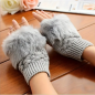 Preview: Strickhandschuhe, Fingerlose Handschuhe mit Plüsch