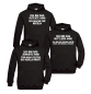 Preview: 3er Set Kinder Hoodies ohne Kordel, KINDER Kapuzenpullover schwarz "Das Jüngste, Das Mittlere, Das Älteste KiND - REGELN der Familie", Motiv vorne