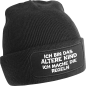 Preview: 2er Set One Size Beanie, Mütze bedruckt mit Spruch: Ich bin das Ältere Kind, Ich bin das Jüngere Kind