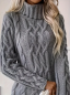 Preview: Damen Rollkragenpullover mit Zopfmuster, Tiefgrau