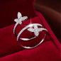 Preview: Damen Ring "Schmetterlingsring" Wickelring - verstellbar mit Strassteinen