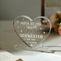 Preview: Acryl Herz, Acryl Aufsteller mit Sockel, mit Spruch:"Glück ist, eine Schwester wie dich zu haben."