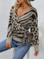 Preview: Lässiger Langärmliger Wickelpullover zum Binden mit abstraktem Muster