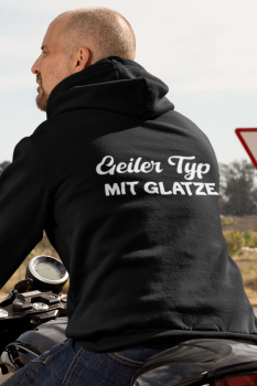 Preview: Kapuzenpullover, Hoodie schwarz: Geiler Typ mit Glatze o. Geiler typ mit Bauch o. Geiler Typ mit Bart