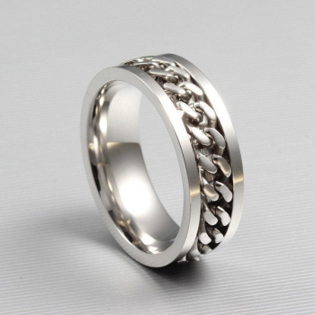 1 Stk. Edelstahl Unisexring mit Kettenoptik