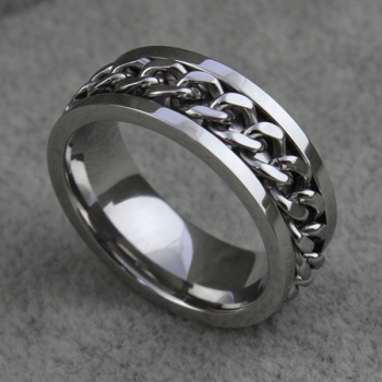1 Stk. Edelstahl Unisexring mit Kettenoptik