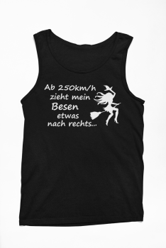 TShirt "Ab 250 km/h zieht mein Besen etwas nach rechts" (schwarz / weiß)