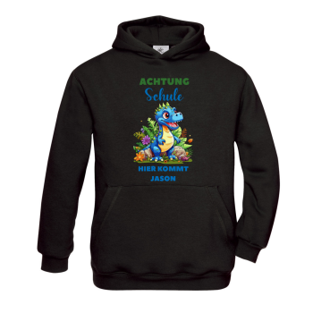 Kinder Hoodie, Kapuzenpullover "Achtung Kindergarten/ Schule" personalisiert