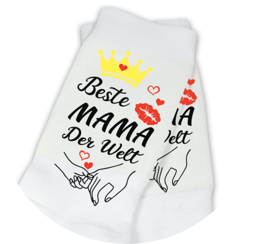 Preview: Socken weiß, div. Größen mit Motiv: Beste Mama, Bester Papa der Welt