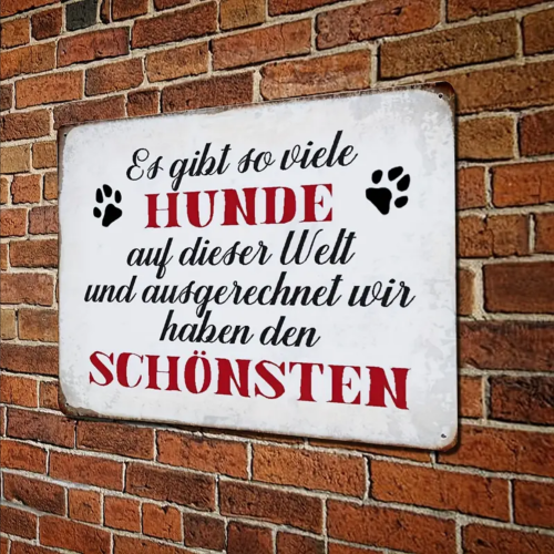 Retro-Metallschild Vintage Blechschild "Es gibt so viele Hunde auf der Welt und ausgerechnet wir haben den schönsten"