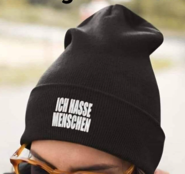 Preview: One Size Beanie, Mütze mit Spruch: Ich hasse Menschen