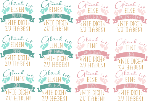Schwarzweiße oder weiße Tasse "Glück ist eine Mama/ Oma/ Freundin/ Schwester/ Kollegin/ einen Papa/ Opa/ Freund/ Bruder/ Nachbarn wie dich zu haben"
