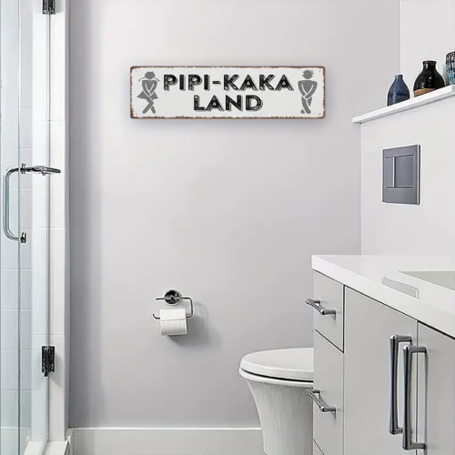 Retro-Metallschild Vintage Blechschild "Pipi-Kaka-Land" - quer, lang